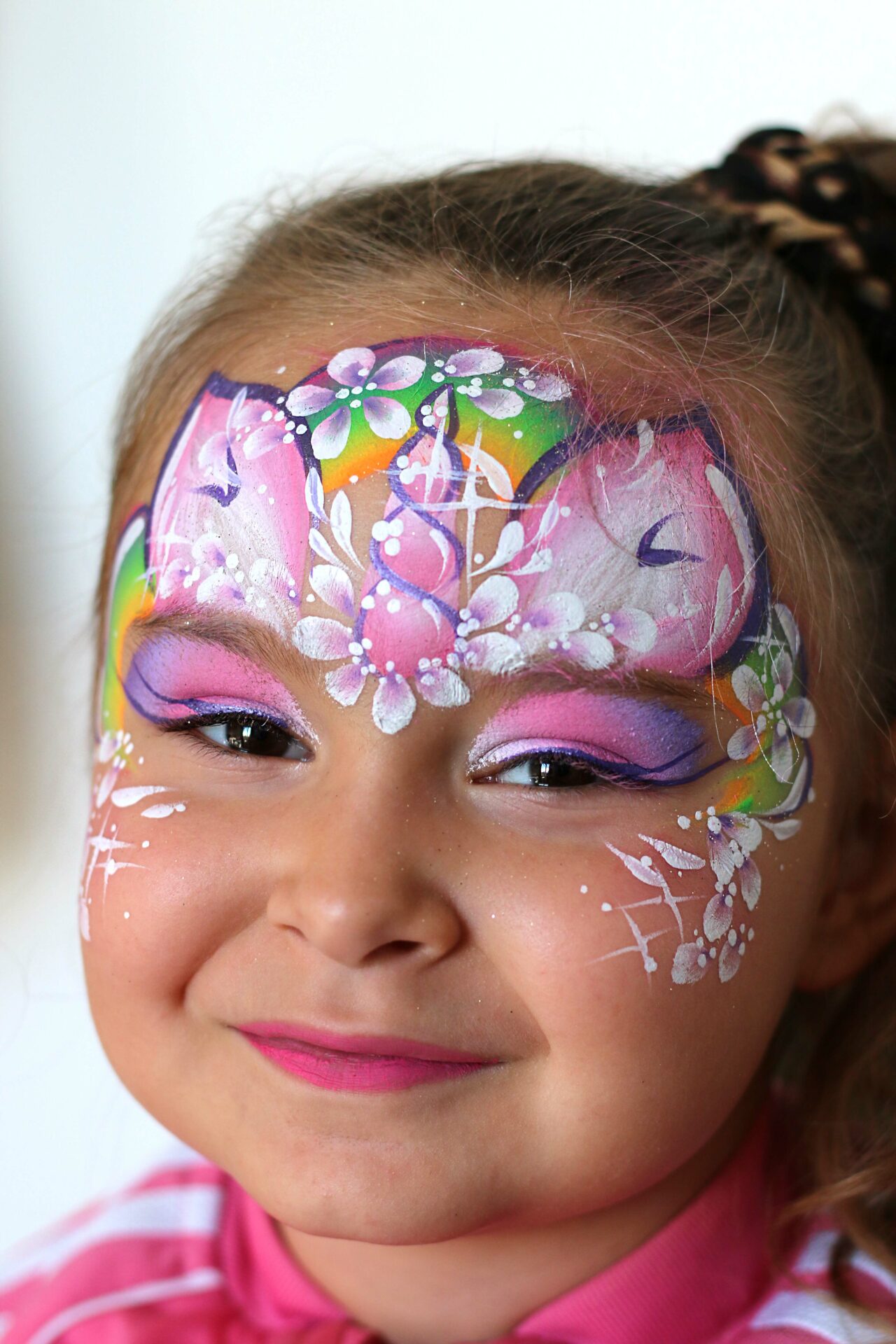 Photo maquillage résultat démonstration en formation de Face Painting : Licorne. Formation proche Paris/IDF